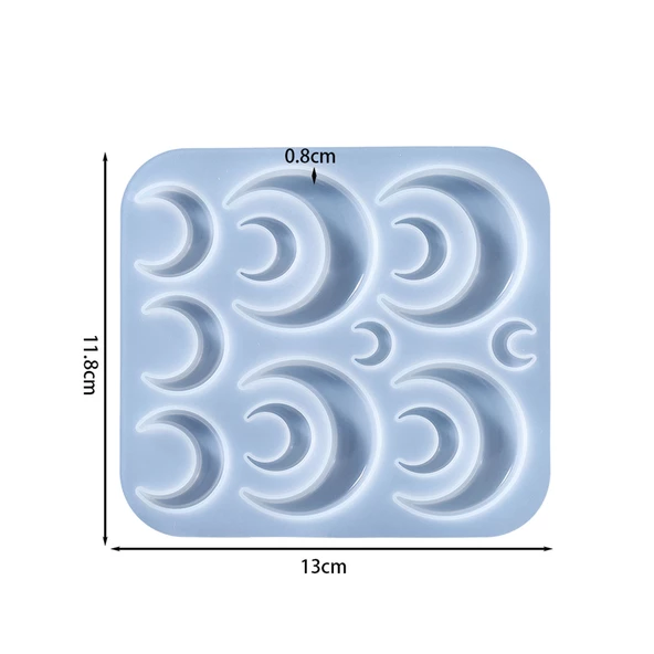 Epoksi Silikon Kalıp Çoklu Anahtarlık Farklı Boylarda Yarım Ay Kolye Küpe Kalıbı - 6