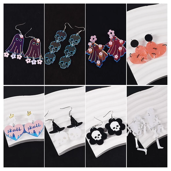 Epoksi Silikon Kalıp Cadılar Bayramı İskelet Kuru Kafa Modelleri Delikli Kolye Küpe Kalıbı - 4