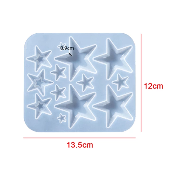 Epoksi Silikon Kalıp Çoklu Anahtarlık Farklı Boylarda Yıldız Kolye Küpe Kalıbı - 2
