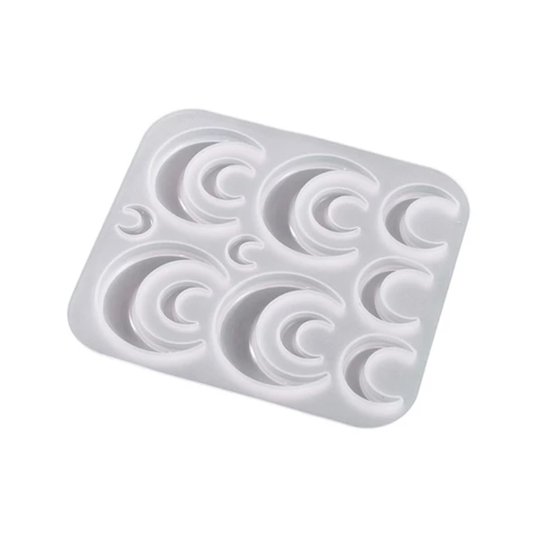 Epoksi Silikon Kalıp Çoklu Anahtarlık Farklı Boylarda Yarım Ay Kolye Küpe Kalıbı - 5