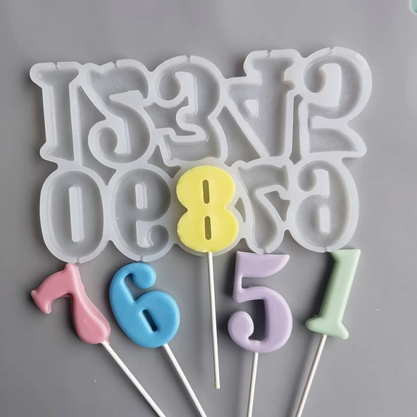 Silikon Kalıp Pasta Yaş Rakamları Lolipop Şeker Rakam Kalıbı - 4