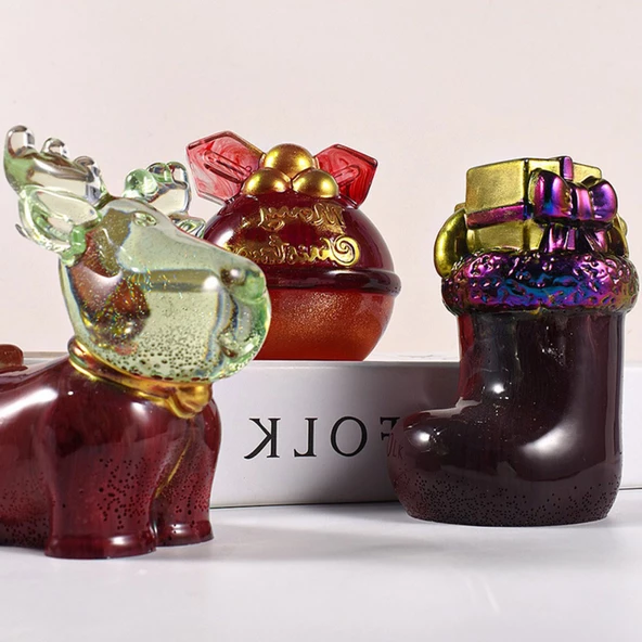 Silikon Kalıp Dekoratif Yılbaşı Geyik Noel Dekorasyon Mum Kalıbı 9.6X5.8 CM - 2