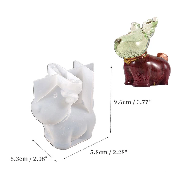 Silikon Kalıp Dekoratif Yılbaşı Geyik Noel Dekorasyon Mum Kalıbı 9.6X5.8 CM - 6