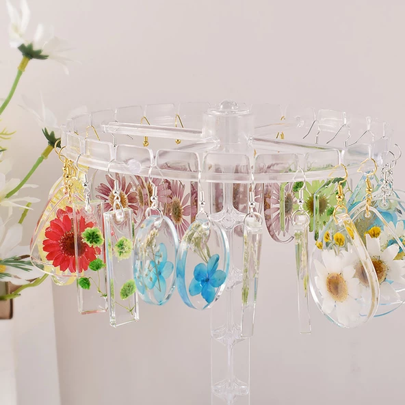 Epoksi Silikon Kalıp Çoklu Anahtarlık Geometrik Model Delikli Kolye Küpe Kalıbı - 4