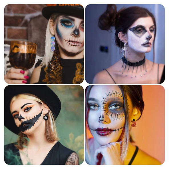 Epoksi Silikon Kalıp Cadılar Bayramı İskelet Kuru Kafa Modelleri Delikli Kolye Küpe Kalıbı - 2