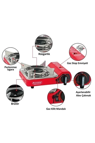 Tekli Portatif Ocak Mini Kırmızı Ck-506 - 2