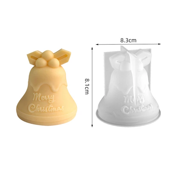 Silikon Kalıp Dekoratif Yılbaşı Zil Çan Noel Dekorasyon Mum Kalıbı 8.3X8.1 CM - 2