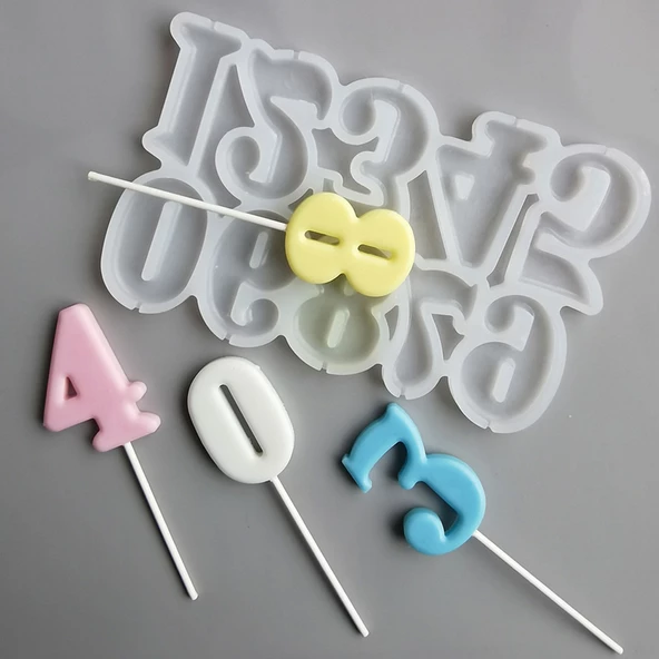 Silikon Kalıp Pasta Yaş Rakamları Lolipop Şeker Rakam Kalıbı - 2