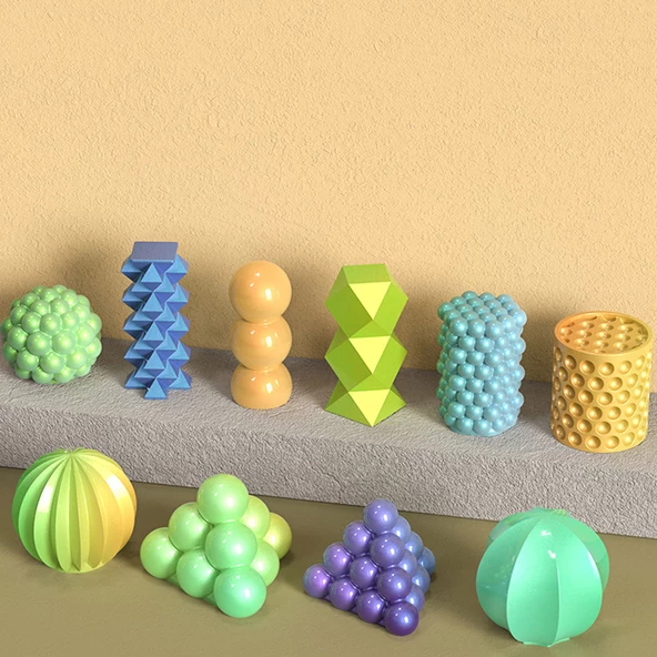 Epoksi Reçine Silikon Kalıp Taş Tozu Desenli Dikey Piramit Mum Kalıbı - Resim 4