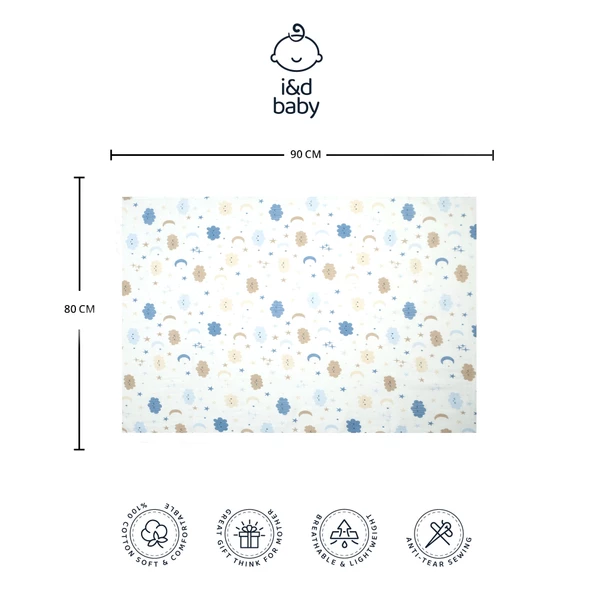 1 Adet Bulut Desen 75X75 cm %100 Pamuk Tek Katlı Müslin Kumaş Bebek Örtüsü. - 3