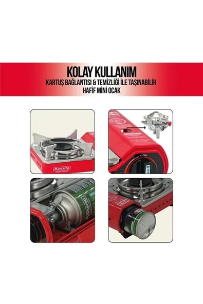 Tekli Portatif Ocak Mini Kırmızı Ck-506 - 3
