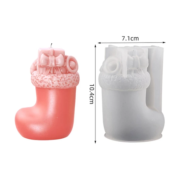 Silikon Kalıp Dekoratif Yılbaşı Kar Ayakkabı Çorap Noel Dekorasyon Mum Kalıbı 10.4X7.1 CM - 2