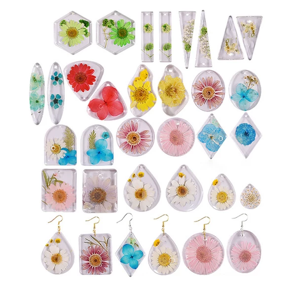 Epoksi Silikon Kalıp Çoklu Anahtarlık Geometrik Model Delikli Kolye Küpe Kalıbı - 2