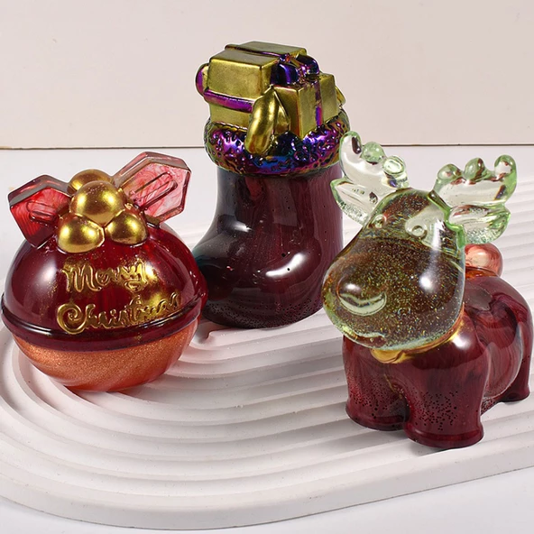 Silikon Kalıp Dekoratif Yılbaşı Geyik Noel Dekorasyon Mum Kalıbı 9.6X5.8 CM - 4
