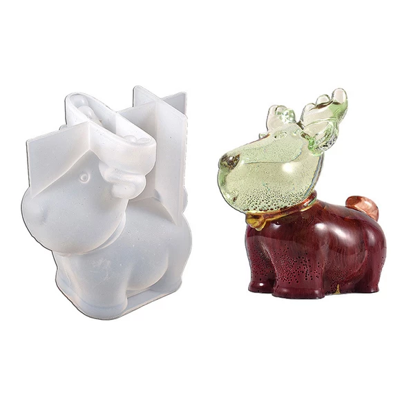 Silikon Kalıp Dekoratif Yılbaşı Geyik Noel Dekorasyon Mum Kalıbı 9.6X5.8 CM - 5