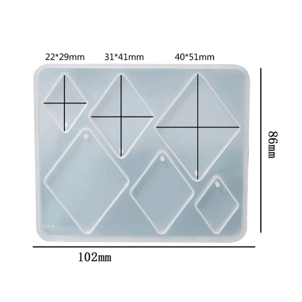 Epoksi Silikon Kalıp Çoklu Anahtarlık Geometrik Model Delikli Kolye Küpe Kalıbı - 5