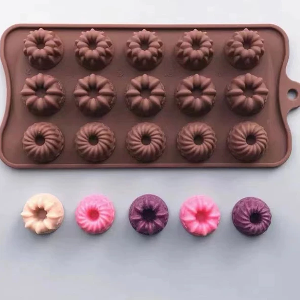 Silikon Kek Kalıp Minik Donut Kalıbı Şeker Hamuru Jelibon Silikon Kalıbı - 5