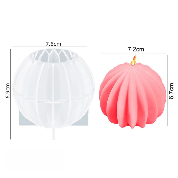 Epoksi Reçine Silikon Kalıp Taş Tozu Sık Çizgili Yuvarlak Daire Mum Kalıbı - Resim 3