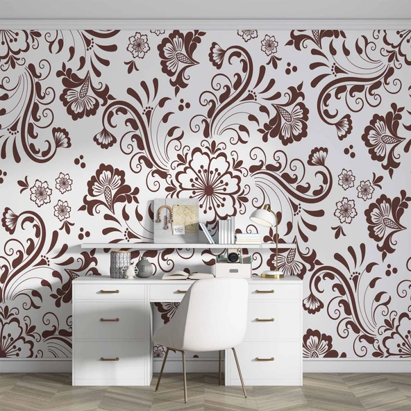 Borda Çiçek Motifli Duvar Kağıdı - Resim 4