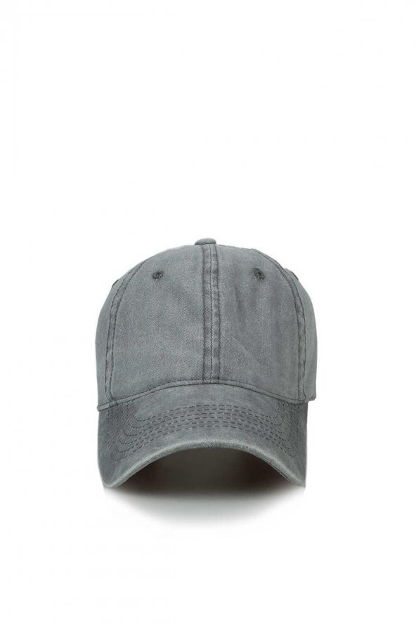 Beyzbol Şapkası 100 Pamuk Düz Eskitme - Yeni Sezon – Son Trend -  Gri - 3