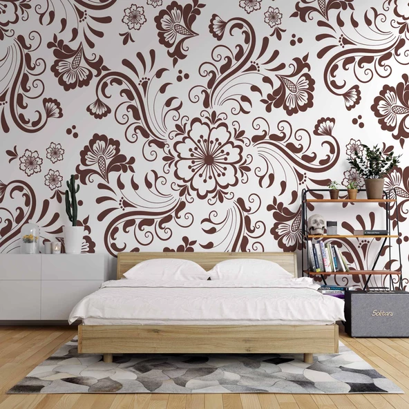 Borda Çiçek Motifli Duvar Kağıdı - Resim 2