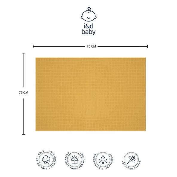 1 Adet Hardal Renk 75X75 cm %100 Pamuk Tek Katlı Müslin Kumaş Bebek Örtüsü. - 3