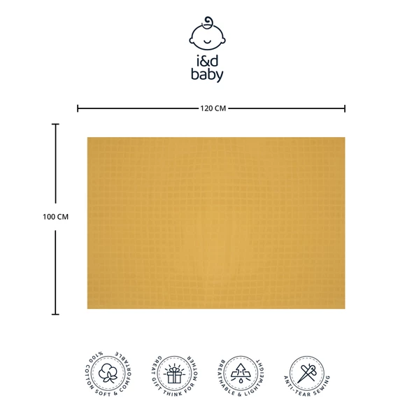 1 Adet Hardal Renk 100X120 cm %100 Pamuk Tek Katlı Müslin Kumaş Bebek Örtüsü. - 3