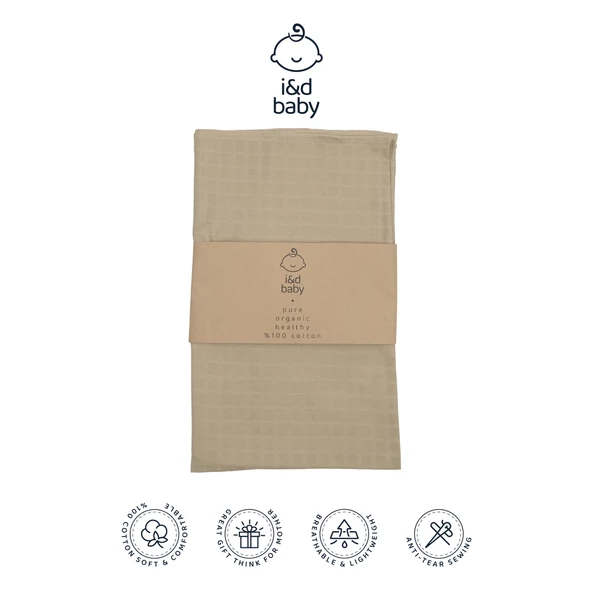 1 Adet Haki Renk 75X75 cm %100 Pamuk Tek Katlı Müslin Kumaş Bebek Örtüsü. - 4