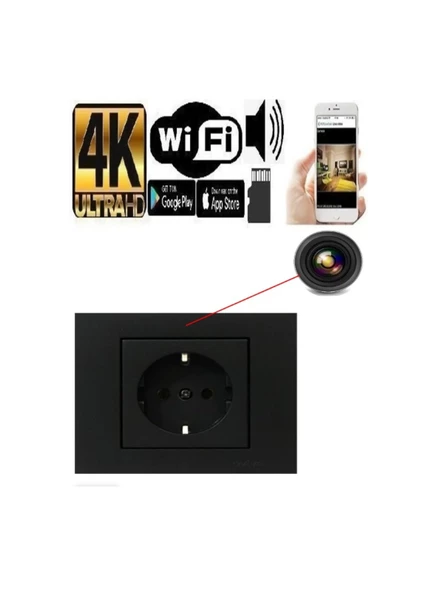 kamera online 4k Wifi Siyah Duvar Prizi Gizli Video Kamera 7/24 Canlı Izleme Kayıt