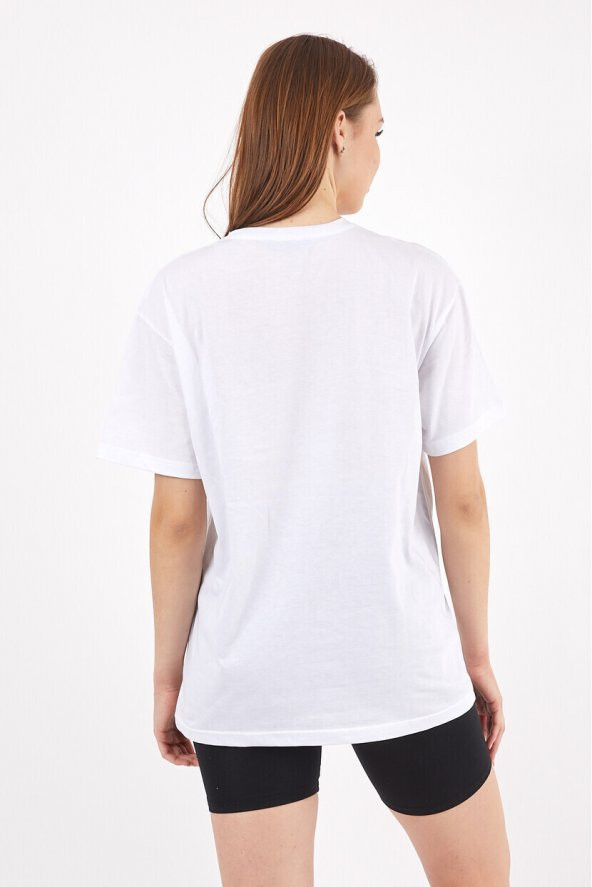 Twenty3 Kadın Sıfır Yaka Basic Düz Oversize T-Shirt - 3