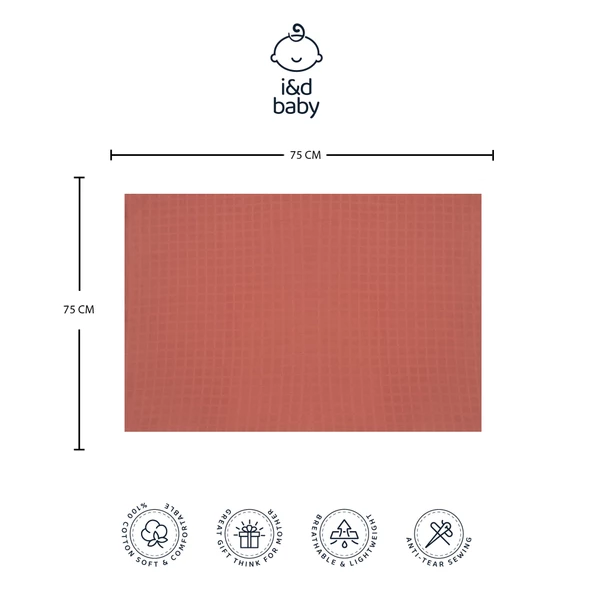 1 Adet Kiremit Renk 75X75 cm %100 Pamuk Tek Katlı Müslin Kumaş Bebek Örtüsü. - 3