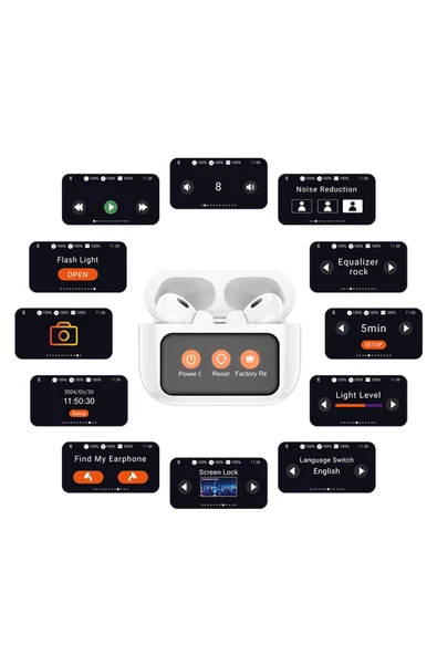 EW72 BT 5.4 Dijital Dokunmatik Ekranlı Aktif Gürültü Engelleyici Airpods Bluetooth Kulaklık - 6