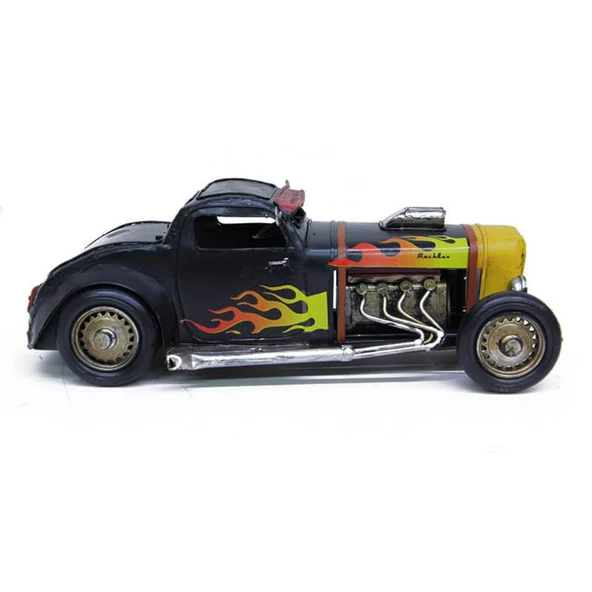 T.Concept Dekoratif Dayanıklı Metal Nostaljik Ateş Desenli Araba Siyah Renk C0948 - 2