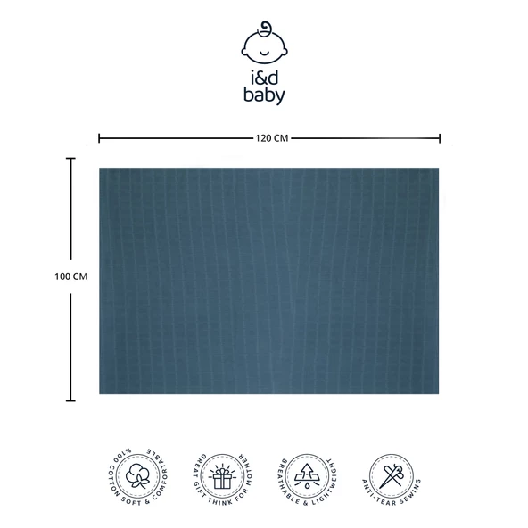 1 Adet Turkuaz Renk 100X120 cm %100 Pamuk Tek Katlı Müslin Kumaş Bebek Örtüsü. - 3