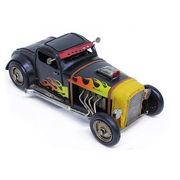T.Concept Dekoratif Dayanıklı Metal Nostaljik Ateş Desenli Araba Siyah Renk C0948 - 4