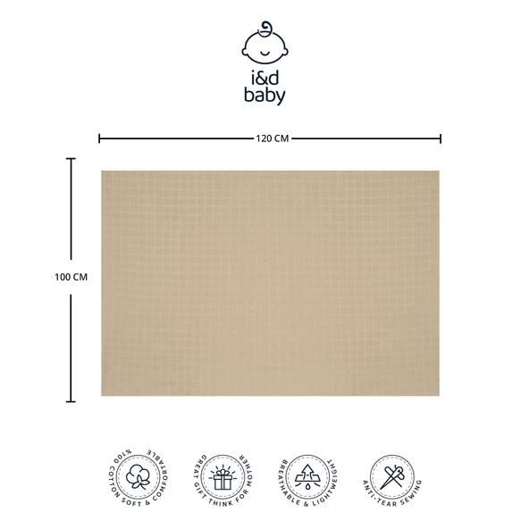 1 Adet Haki Renk 100X120 cm %100 Pamuk Tek Katlı Müslin Kumaş Bebek Örtüsü. - 3