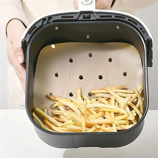 100 Adet Air Fryer Pişirme Kağıdı Tek Kullanımlık Hava Fritöz Yapışmaz Yağlı Kağıt Delikli  Model - 3