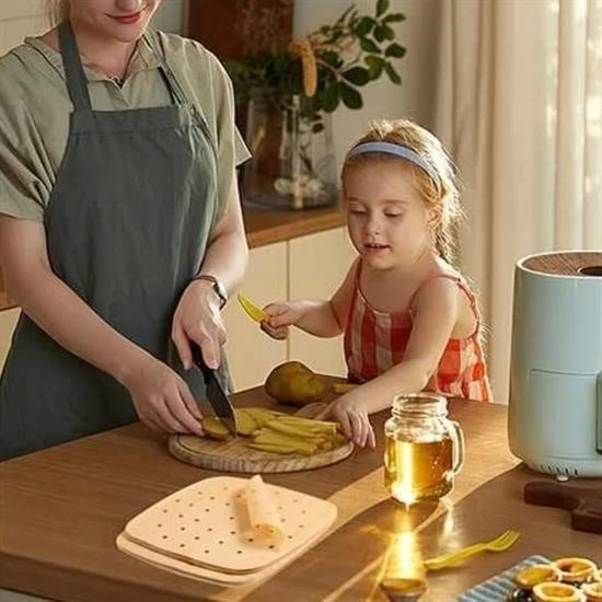 100 Adet Air Fryer Pişirme Kağıdı Tek Kullanımlık Hava Fritöz Yapışmaz Yağlı Kağıt Delikli  Model - 4