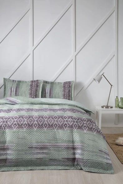 Özdilek Seam Yeşil Çift Kişilik Kapitoneli Nevresim Takımı Yeşil - Resim 2