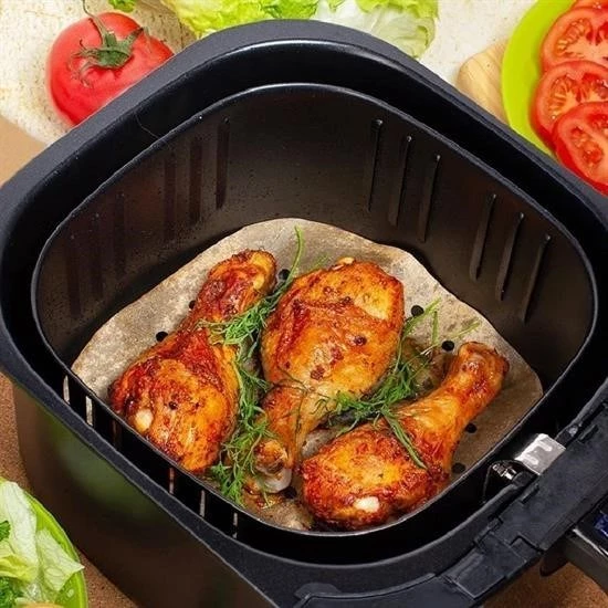 100 Adet Air Fryer Pişirme Kağıdı Tek Kullanımlık Hava Fritöz Yapışmaz Yağlı Kağıt Delikli  Model - 8