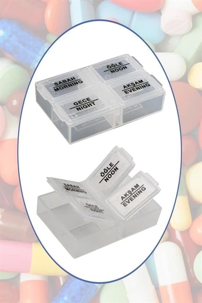 Woody Sofia 4 Öğün Günlük Hap İlaç Saklama Taşıma Kutusu İlaç Hatırlatıcı - 8