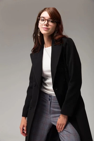 Tam Boy Beli Kuşaklı Şık Kaşmir Kaşe Kaban - 2