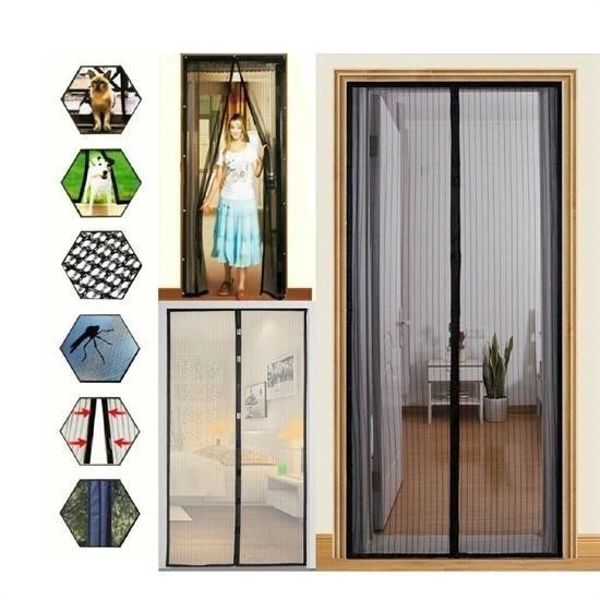 Woody Sofia Pratik Manyetik Mıknatıslı Siyah Kapı Sinekliği Tülü 90 X 210 Cm