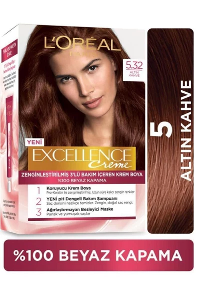 L'Oréal Paris Excellence Creme Saç Boyası - 5.32 Altın Kahve