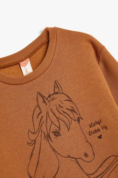 Koton Kız Bebek Sweat Baskı Detayı Uzun Kollu Bisiklet Yaka Pamuklu Şardonlu - 3