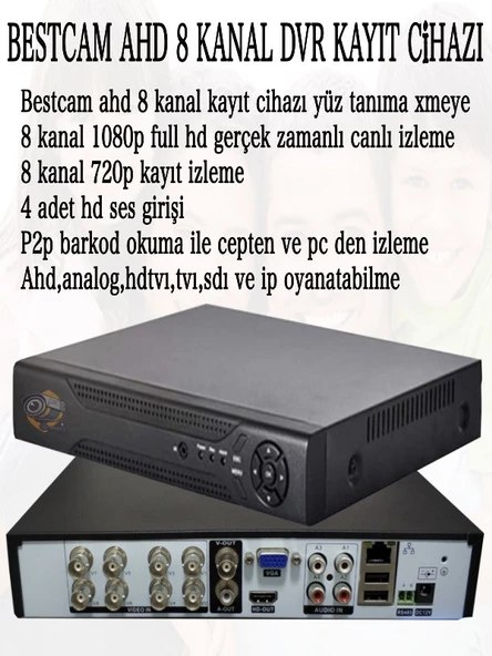 BESTCAM 8 Kameralı Set 5 Mega Piksel Sony Lensli FULL HD Gece Görüşlü Güvenlik Kamera Seti 500 GB Hard disk - 2