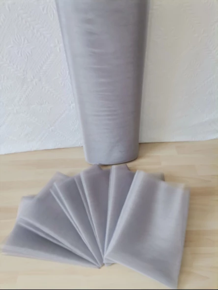 5 Adet Gümüş 100X300 Kristal Tül Düğün Bohça Süsü Nikah Bohça Süsü Nişan Bohça Süsleme Tülü - Resim 2