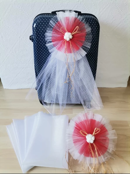 5 Adet 100X300 Kristal Bohça Süsleme Tülü 5 Adet Bohça Süsü Düğün Nikah Kına Bohçası Süsü - Resim 5