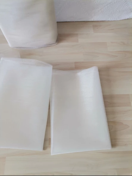 10 Adet Ekru 100X300 Kristal Tül Düğün Bohça Süsü Nikah Bohça Süsü Nişan Bohça Süsleme Tülü - Resim 3