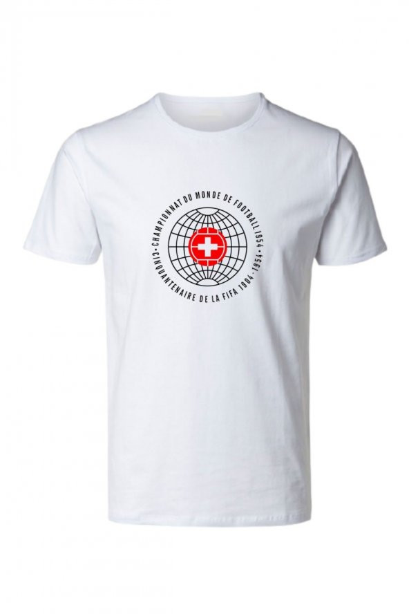 1954 İsviçre Dünya Kupası Logosu Baskılı T Shirt World Cup - 2